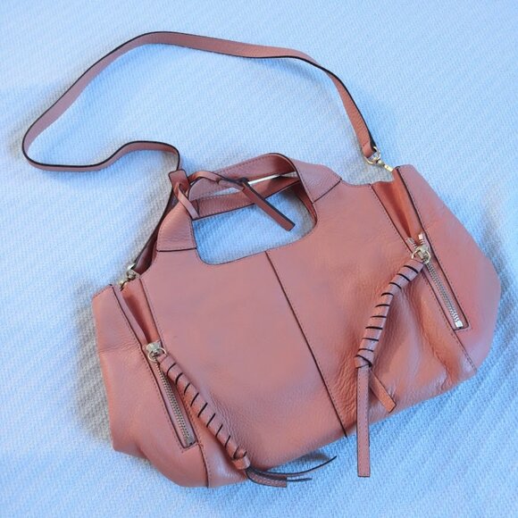 Vince Camuto Cory Hobo Leather Purse Handbag Southwest Style Peach/Coral/Mango - Picture 2 of 11